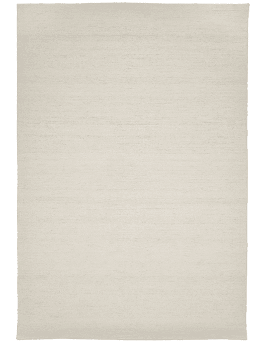 Minimalist rectangular area rug in a solid light beige tone with a fine, textured woven finish.