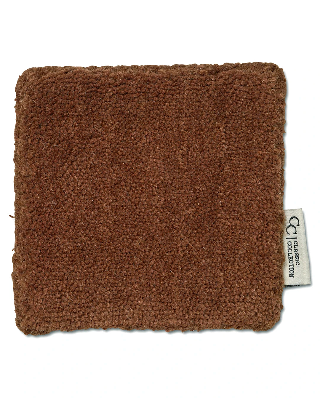 Mattprov Solid Rost från Classic Collection, handvävd ullmatta med tät, enfärgad lugg i rostton, 15x15 cm.