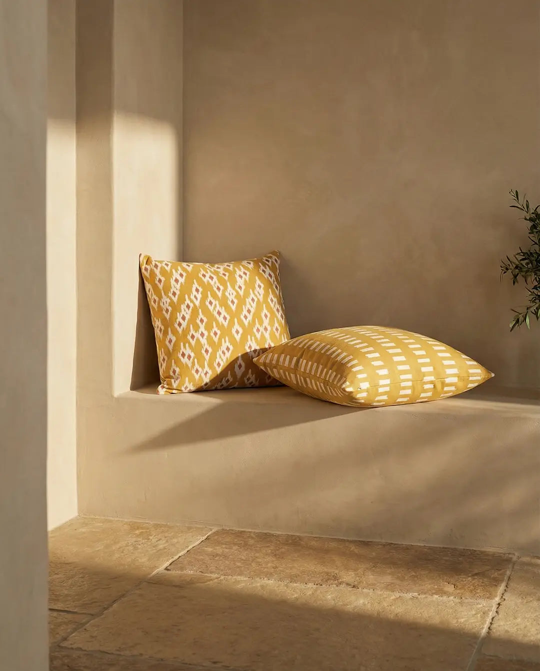 Cushion Cover Ikat Block Ochre
