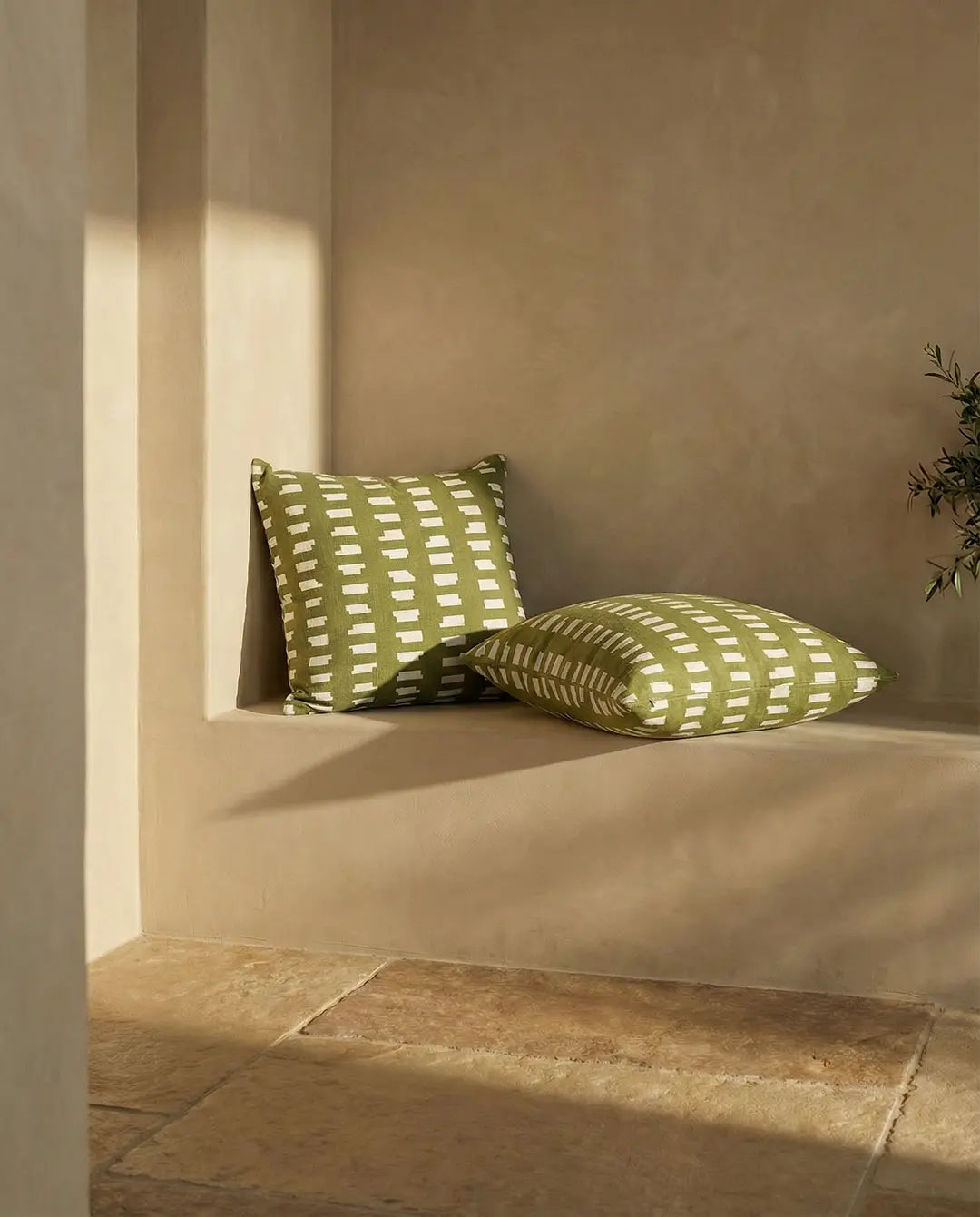 Cushion Cover Ikat Block Green
