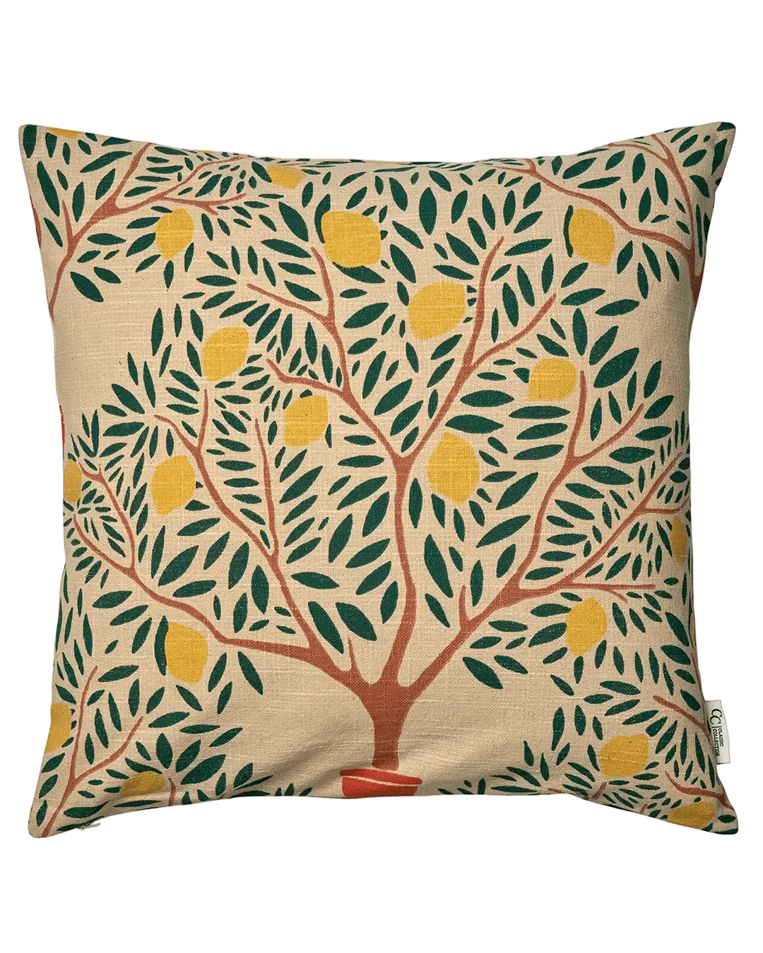 Kuddfodral i slubvävd bomull med citronträd