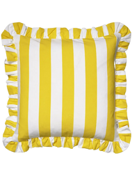 Cushion Cover Ruffle Stripes Yellow - 50x50 cm