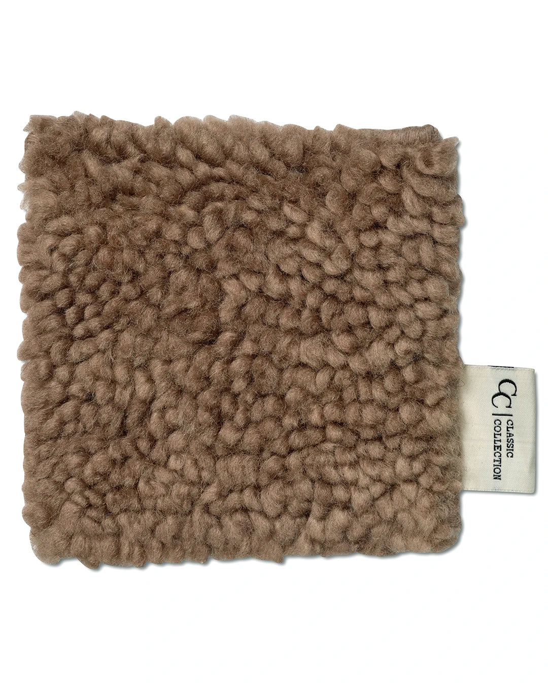 Mattprov Dune Chocolate från Classic Collection, handvävd ullmatta med mjuk, kraftig lugg och taktil struktur i varm brun ton, 15x15 cm.