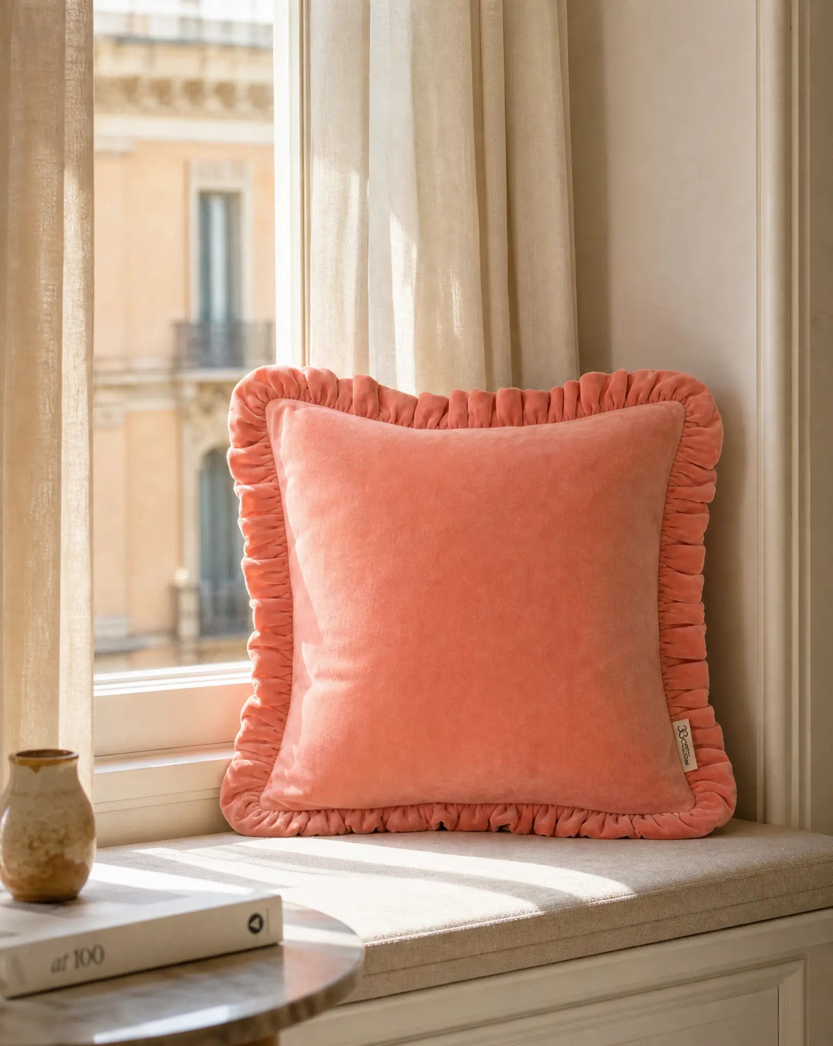 Cushion Cover Frilled Pink
