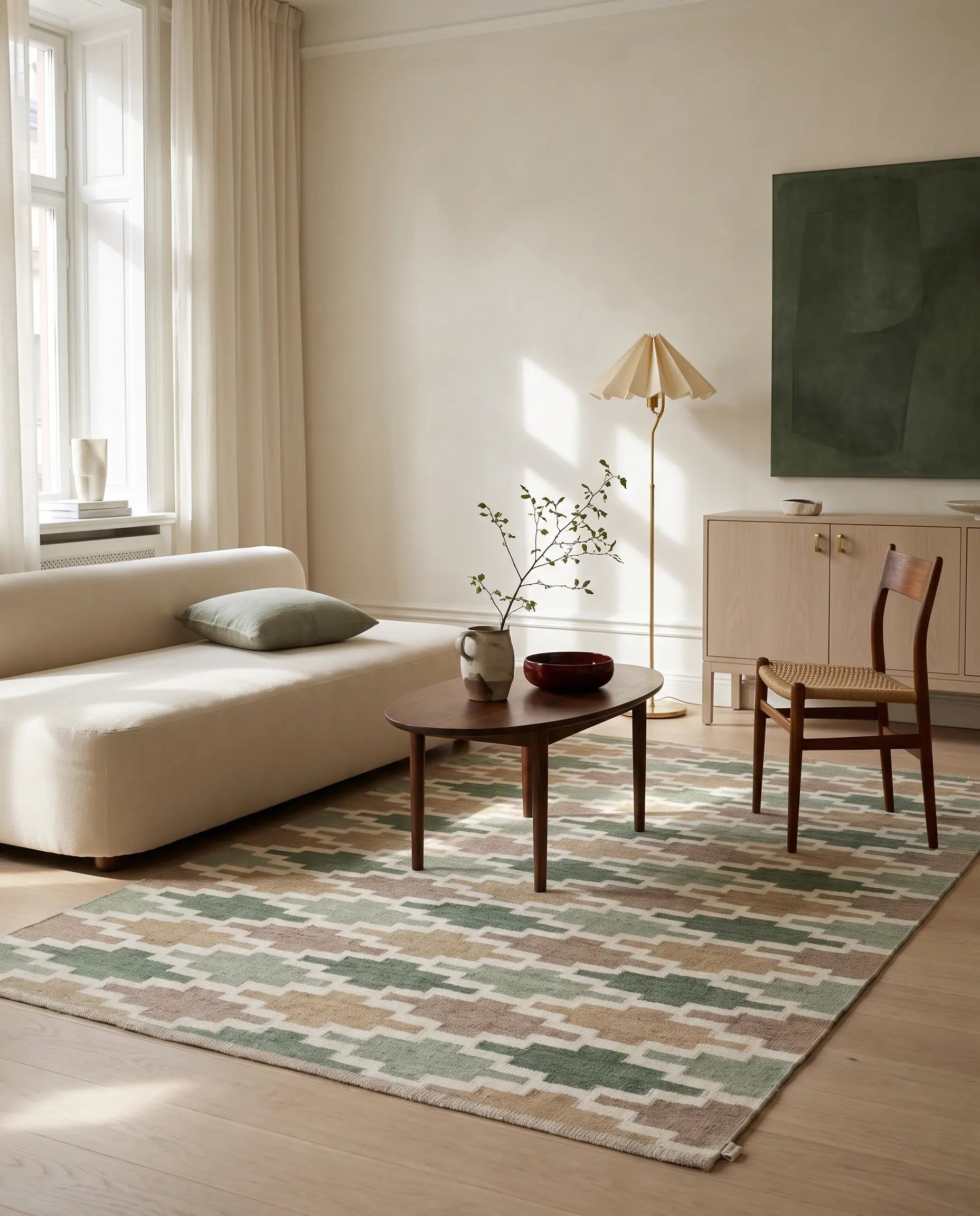 Matta Korsnes Grön/Beige