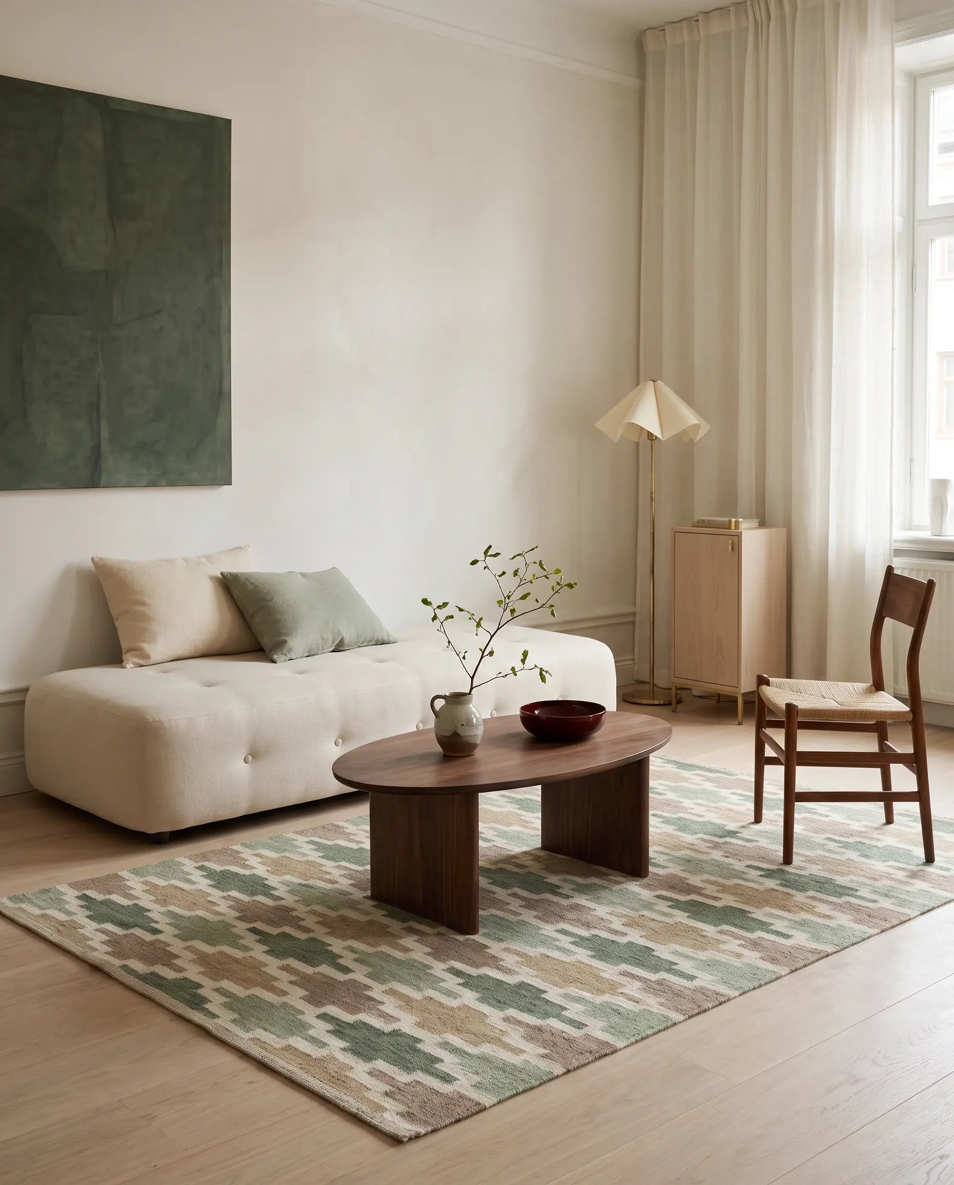Matta Korsnes Grön/Beige