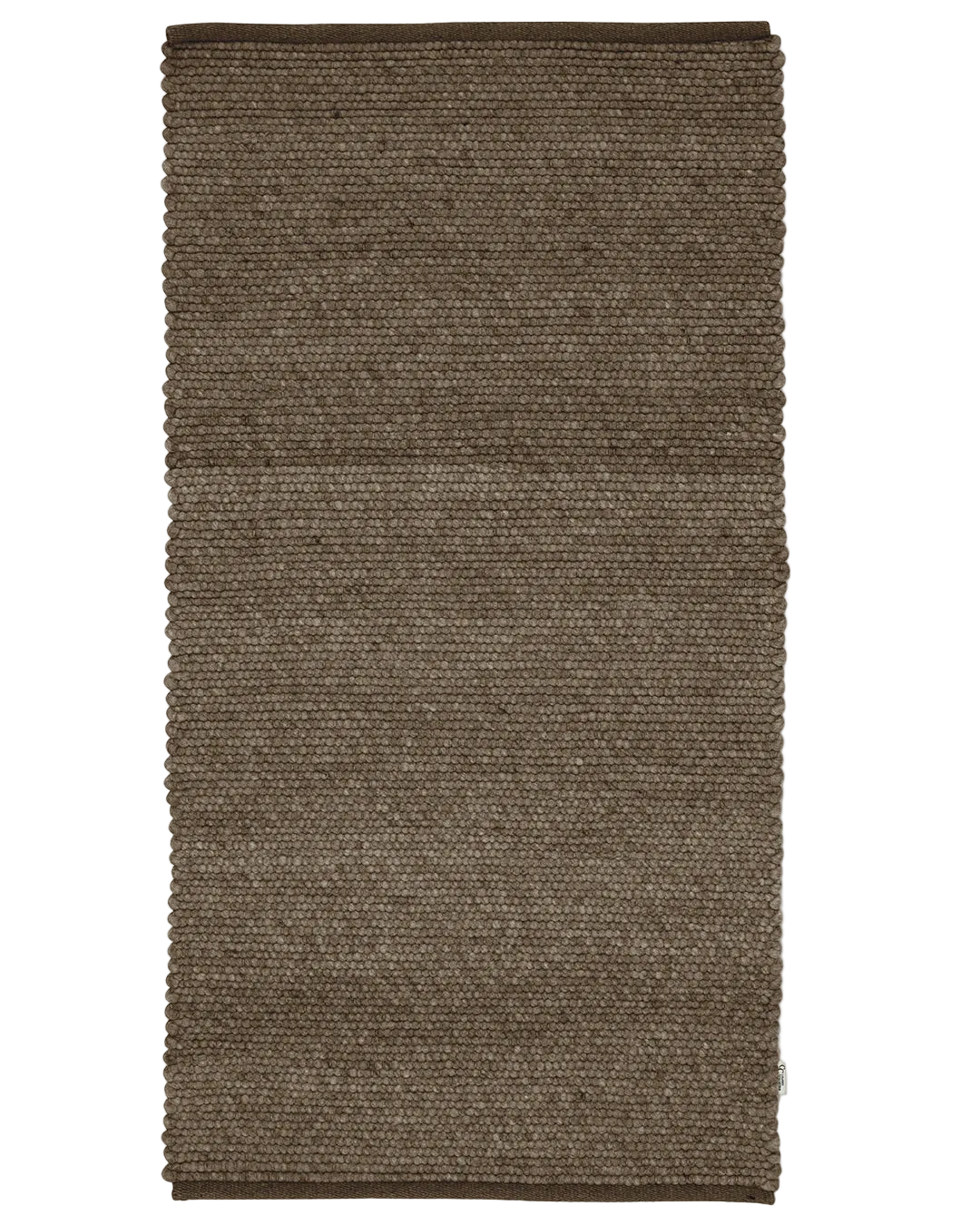 Frilagd bild av Brun Gångmatta, Merino. Flatvävd med viss melering.
