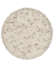 Rio Rund Ivory/Melange från Classic Collection, handvävd rund ullmatta med flatvävd botten, upphöjt mönster och fransar, 220 cm i diameter.