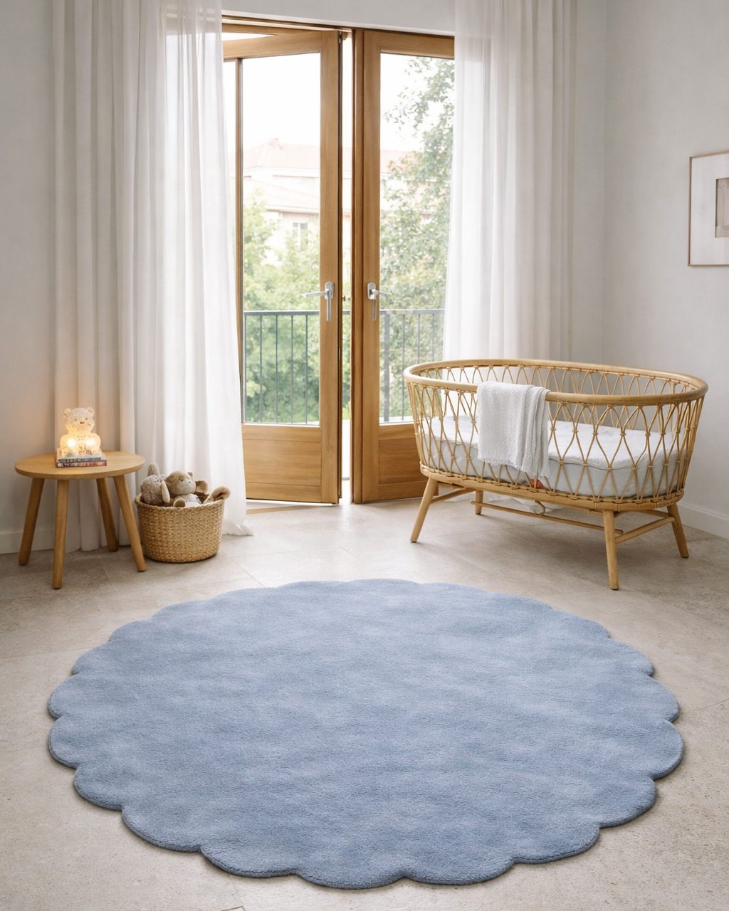 Matta Shell Rund Blå – Classic Collection