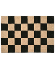 Dörrmatta Square Svart/Natur från Classic Collection, handtuftad i ull med rutmönster i svarta och naturfärgade toner, 85x130 cm.