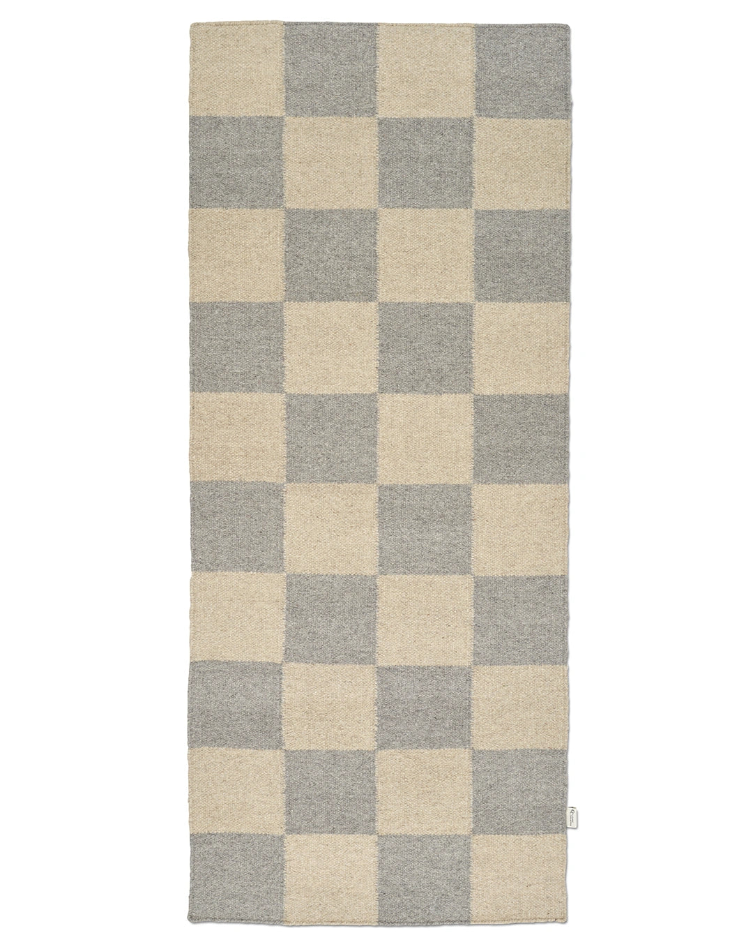 Gångmatta med rutigt mönster i beige och grå ull - Classic Collection