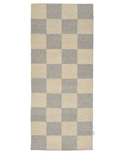 Gångmatta med rutigt mönster i beige och grå ull - Classic Collection