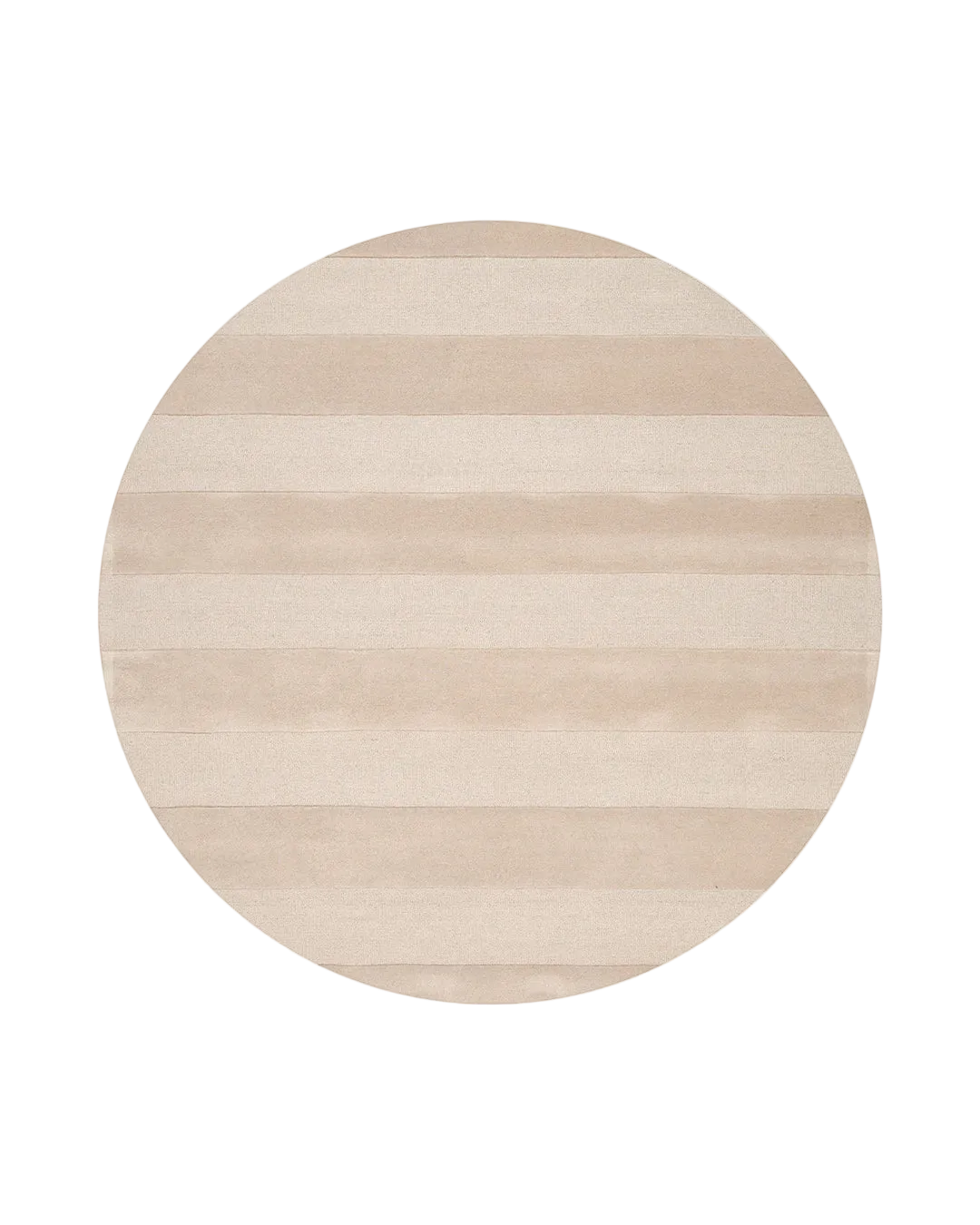 Rund måttbeställd matta Stripe Boucle Beige från Classic Collection, tuftad ullmatta med breda horisontella ränder i mjuka beige och ljusa naturtoner.