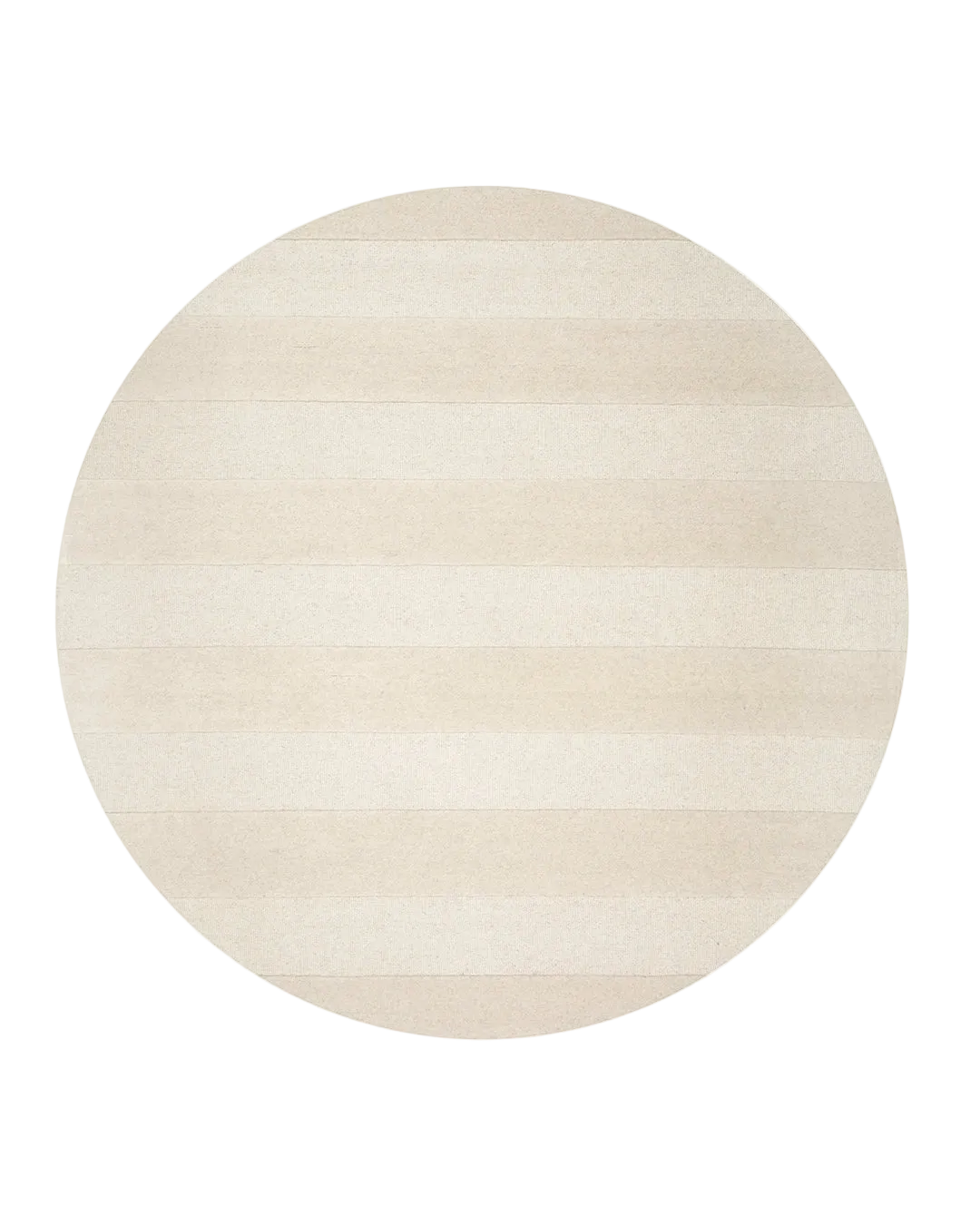 Rund måttbeställd matta Stripe Boucle Ivory från Classic Collection, tuftad ullmatta med breda horisontella ränder i mjuka ivory- och off-white toner.