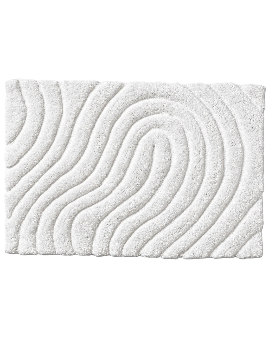 Badrumsmatta Swirl Vit från Classic Collection, 60x90 cm i bomull, med mjuk lugg och organiskt vågmönster i relief.