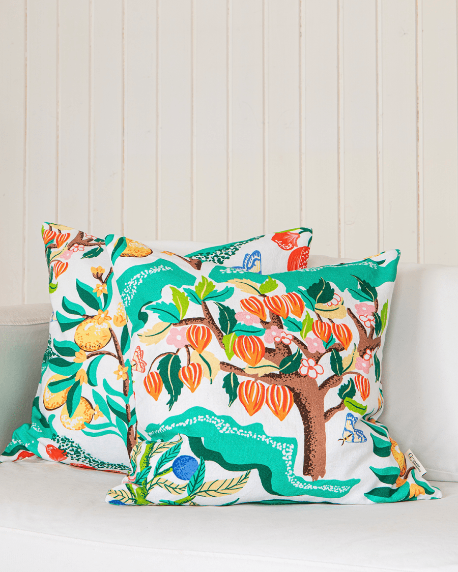 Kuddfodral Botanical Orange Vit