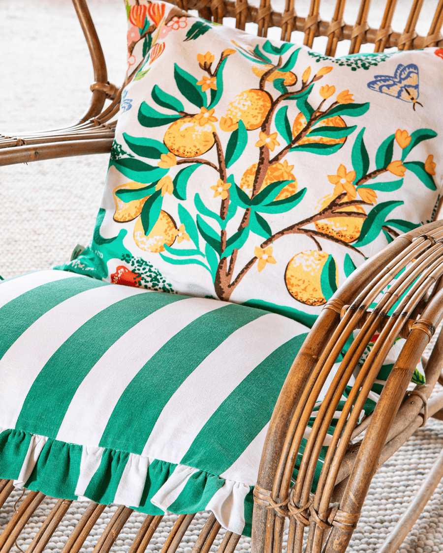 Kuddfodral Botanical Orange Vit