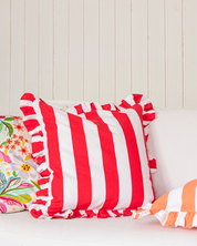 Kuddfodral Ruffle Stripes Röd