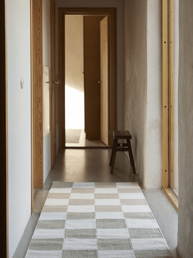 Gångmatta Square Vit/Natur