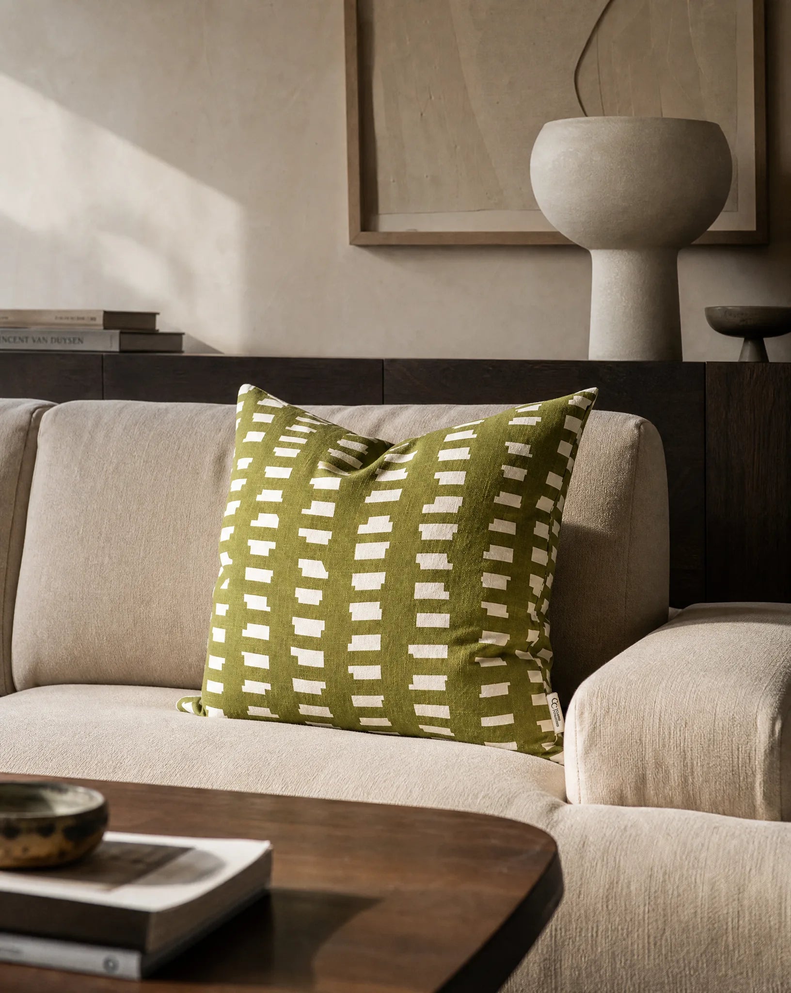 Kuddfodral Ikat Block Grön
