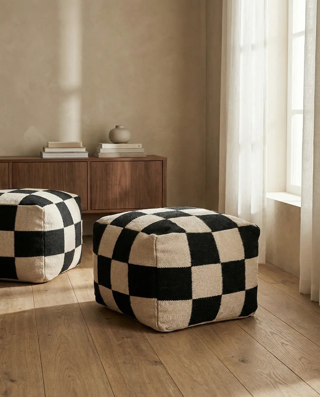 Pouf Square Schwarze/Natur