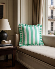 Kuddfodral Ruffle Stripes Sage