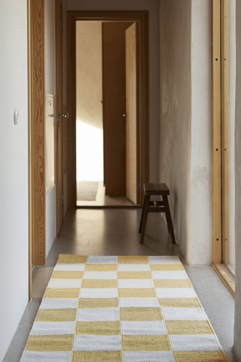 Gångmatta Square Vit/Gul