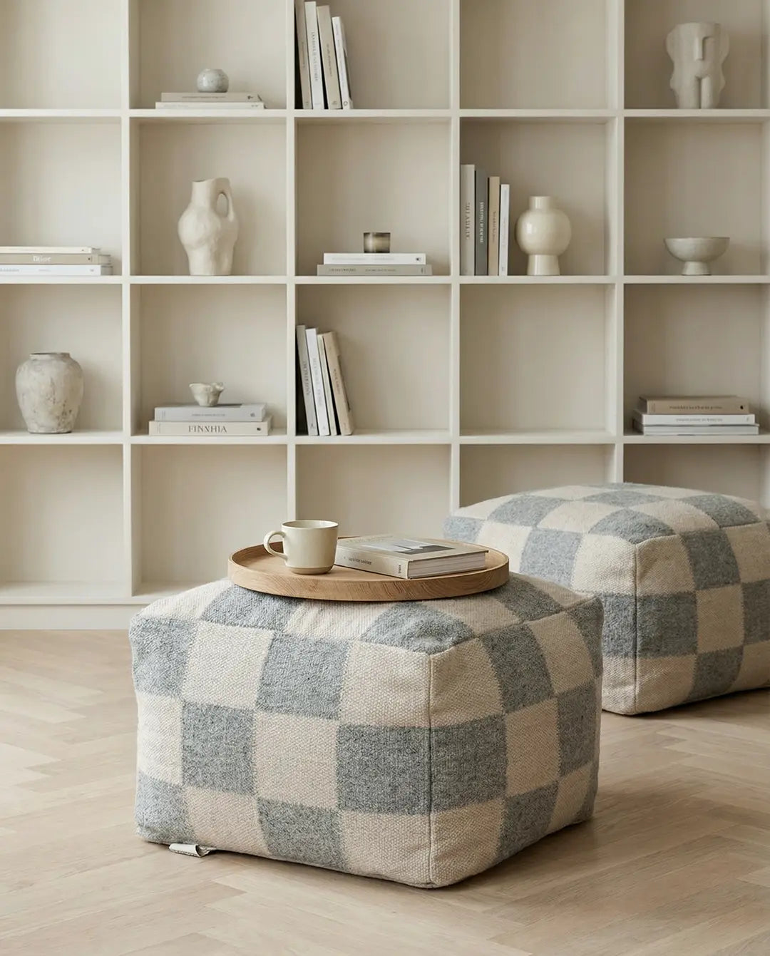 Pouf Square Grau/Natur
