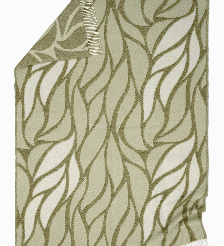 Ullpläd Folia Grön vändbar baksida, ljusgrön och natur