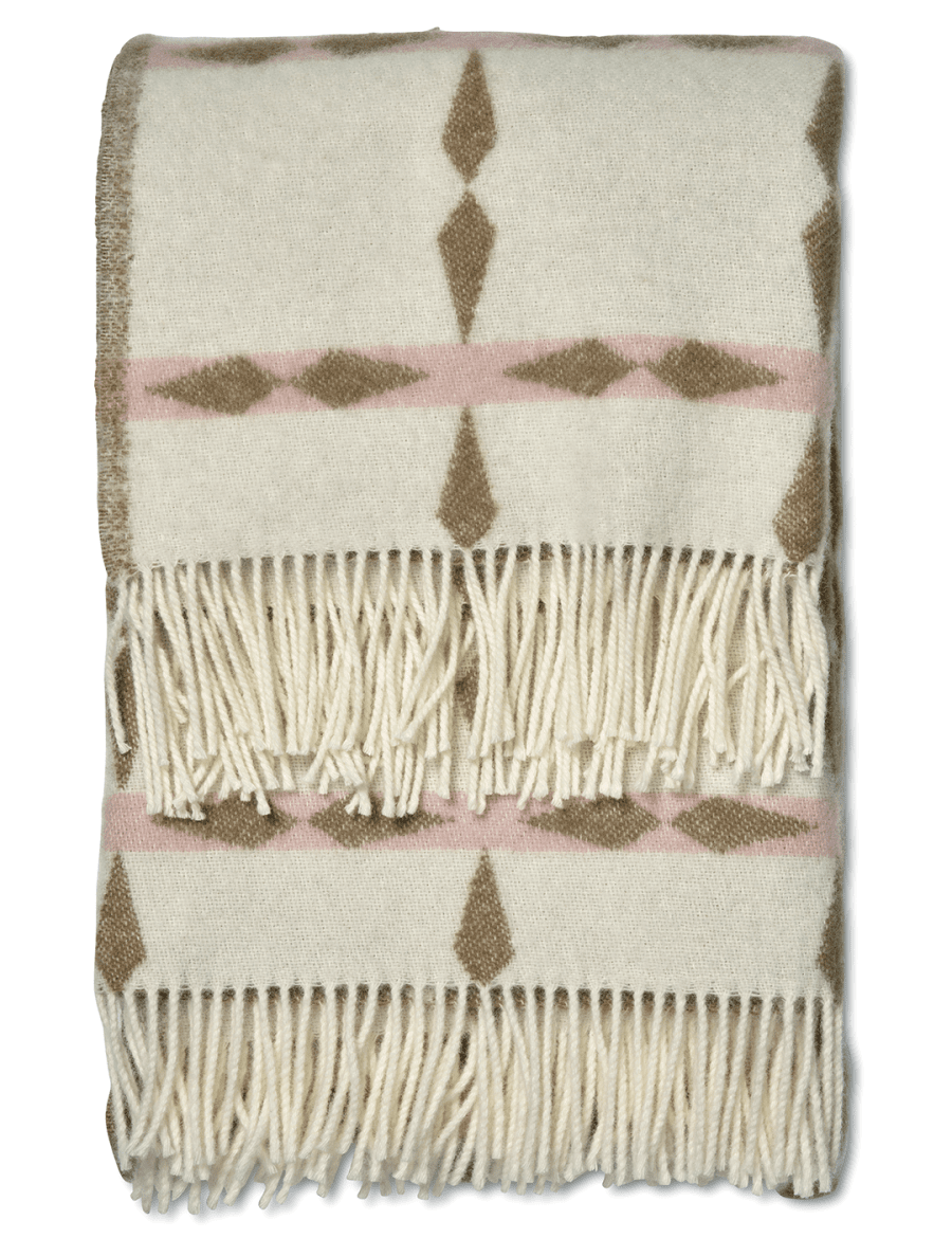 Pläd Tile Rosa vikt med fransar