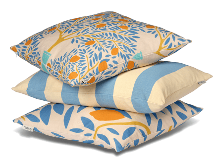 lemon-garden-kudde-blå-citroner-classiccollection