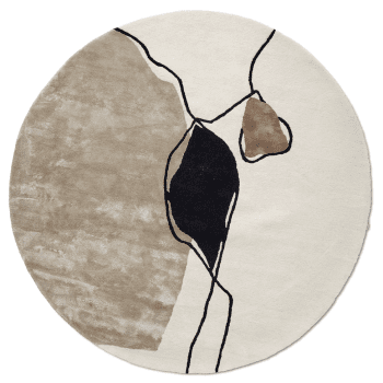 Classic Collection Rug Abstract Round Ivory