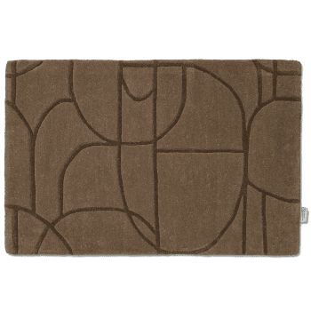 Dörrmatta Modern Abstract Brun i ull, 60x90 cm, med skuret mönster i relief.