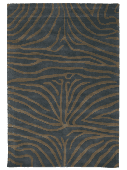 Handgetufteter Wollteppich Zebra Horizon mit Zebramuster in Dunkelgrau und Braun.