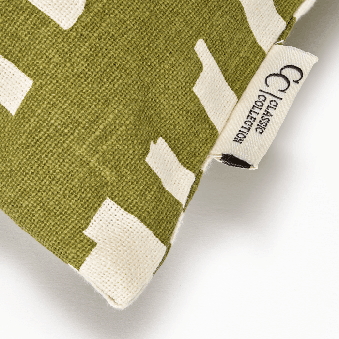 Ikat Block Green – ikat-patterned cotton cushion cover