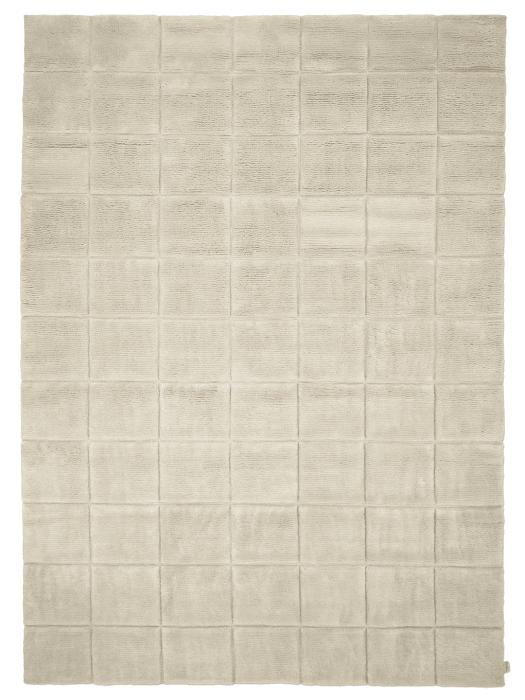 Handgjord ullmatta Grid Ivory i elfenbensvit ton med rutmönster.